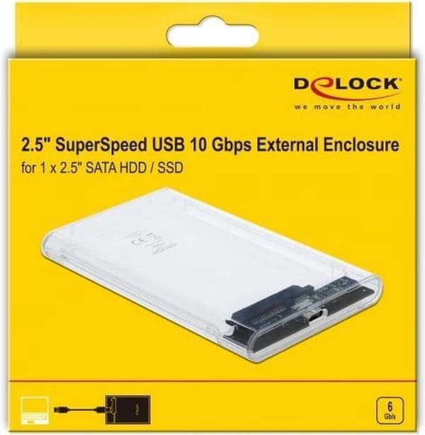 DeLOCK 42617 lagringsenhetskåpa 2,5'' HDD/SSD-hölje Transparent