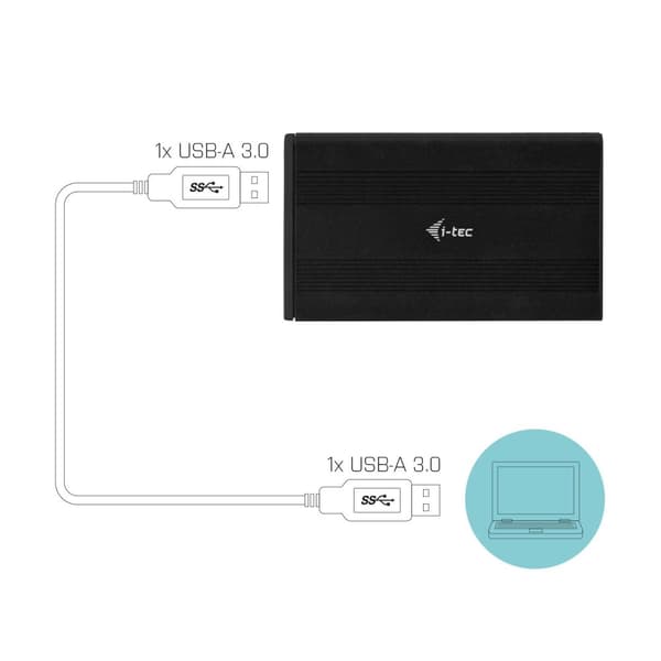 i-tec Advance MYSAFEU312 tallennusasemakotelo 2,5 tuuman HDD/SSD-kotelo Musta