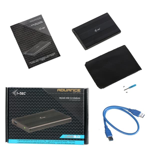 i-tec Advance MYSAFEU312 tallennusasemakotelo 2,5 tuuman HDD/SSD-kotelo Musta