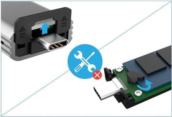 M.2 SATA / NVMe SSD til USB 3.1 Gen 2 aluminium kabinet