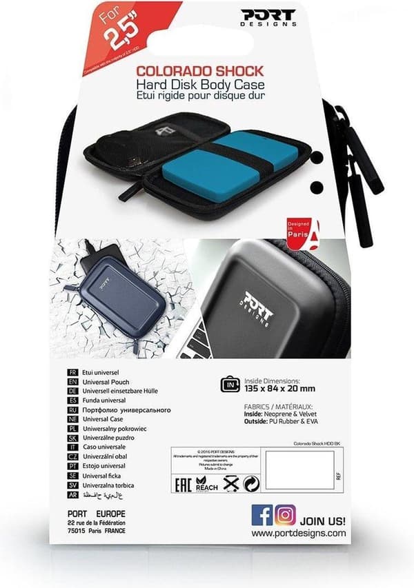 PORT DESIGNS Colorado Shock HDD 2,5" kotelo, musta