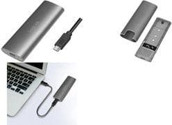 LogiLink-hus til M.2 NVMe PCIe & SATA SSD, USB 3.2 Gen 2-kapacitet: op til 4 TB, aluminiumshus i sølv, - 1 stk (UA0389)