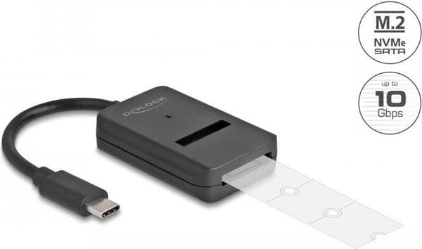 Delock Combo Converter M.2 NVMe PCIe tai SATA SSD USB Type-C™ 10 Gbps:llä (64198)