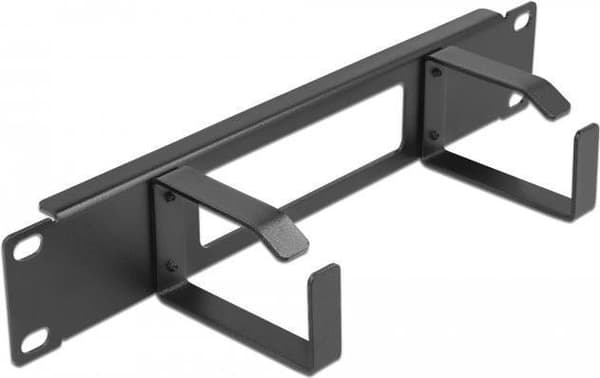 Delock - Rackkabelstyringsplade med kroge - 2 kroge - sort - 1U - 25,4 cm (10")
