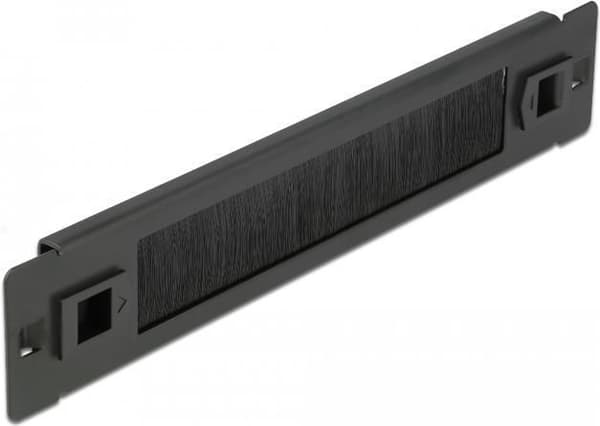 DeLOCK - Kabeldæksel med børster - Kan monteres på stativ - Sort - 1U - 25,4 cm (10") (66343)