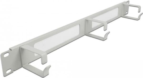 DeLOCK Cable Management børstestrimmel med 3 kroge - Kabelstyringspanel med børste - Grå - 1U - 48,3 cm (19") (66542)