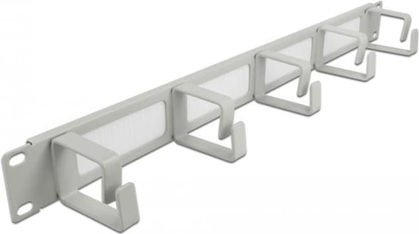 DeLOCK Cable Management Brush Strip med 5 kroge - Kabelstyringspanel med børste - Grå - 1U - 48,3 cm (19") (66544)