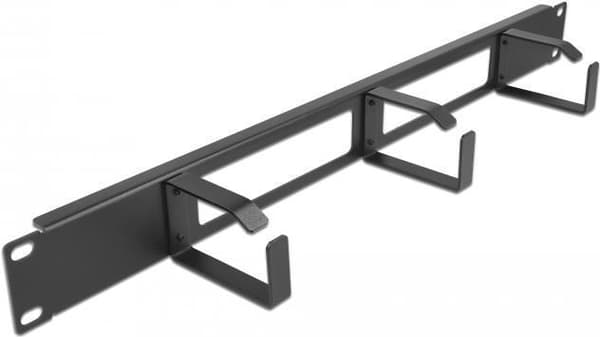 Delock - Rack kabelstyringsplade med kroge - 2 åbninger og 3 kroge - sort - 1U - 48,3 cm (19")