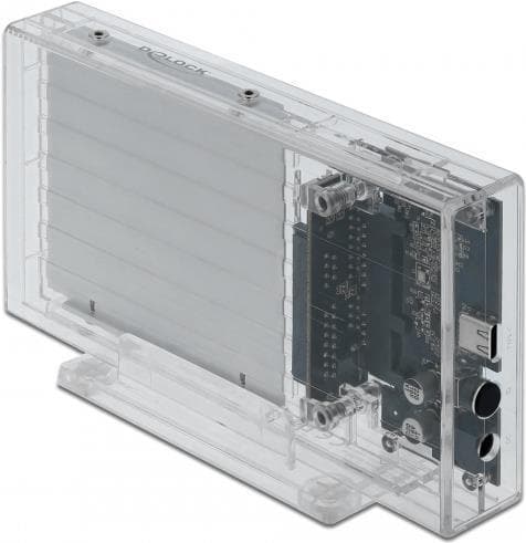 DeLOCK eksternt dobbelt kabinet til 2 x 2,5" SATA HDD / SSD med USB Type-C - lagerkabinet - 2,5" (6,4 cm) - SATA 6 Gb/s - 6 Gbit/s - USB 3.2 (Gen 1) - Transparent