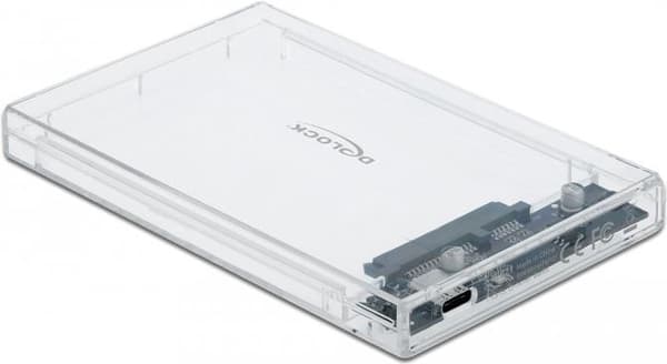 DeLOCK eksternt kabinet til 2,5" SATA HDD / SSD med USB Type-C - Lagerskab - 2,5" (6,4 cm) - SATA 6 Gb/s - 6 Gbit/s - USB 3.2 (Gen 2) - gennemsigtig ( Transparent