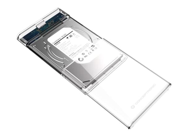 Conceptronic DANTE - Säilytyskotelo - 2,5" (6,4 cm) - SATA - USB 3.2 (Gen 1) - läpinäkyvä