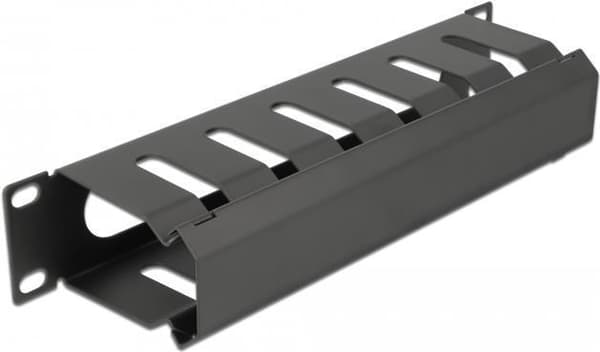 Delock - Rack-kabelstyringsføringspanel - med åbning - sort - 1U - 25,4 cm (10") (66843)