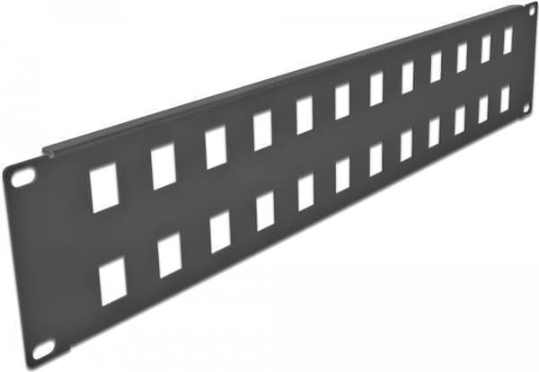 Delock - Patch panel (dummy plade) - snap-in montering - stativ monteres - sort - 2U - 48,3 cm (19") - 24 porte (66837)
