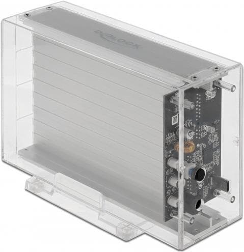DeLOCK ulkoinen kaksoiskotelo 2 x 3,5 SATA HDD:lle USB Type-C:llä - tallennuskotelo - 3,5" (8,9 cm) - SATA 6 Gb/s - 6 Gbit/s - USB 3.2 (Gen 1) - läpin Läpinäkyvä