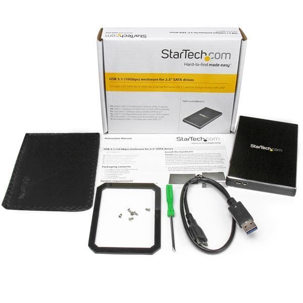 StarTech.com USB 3.1 Gen 2 (10 Gbps) kiintolevykotelo 2,5" SATA-asemille - Tallennuskotelo - 6,4 cm (2,5") - SATA 6 Gb/s - 10 Gbps - USB 3.1 (Gen 2) -
