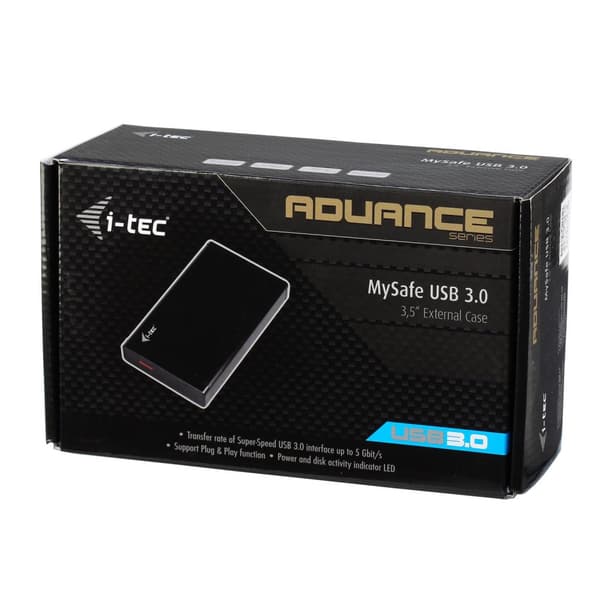 I-TEC USB 3.0 Mysafe ulkoinen 8,9 cm:n 3,5Z kiintolevykotelo SATA I/II/III HDD SSD -kotelolle optimaalista jäähdytystä varten (MYSAFE35U401)