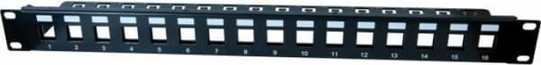 Modulholder til 16 Keystone-tilslutningsstik, 48,30 cm (19"), 1 U Til opsætning af et patchpanel med op til 16 porte (258155) Sort