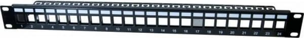 Modulholder til 24 Keystone-forbindelsesstik, 48,30 cm (19"), 1 U, sort Til opsætning af et patchpanel med op til 16 porte (258156) Sort