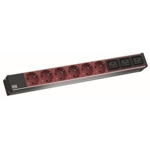 Bachmann - Strømfordelingsenhed (rack - monteres) - AC 230 V - 1-faset - indgang, indgang IEC 60320 C20 - udgangsstik: 9 (6 x IEC 60320 C19, 3 x strøm Sort, Rød