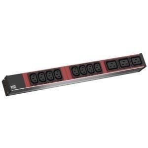 Bachmann IT PDU Basic - strømfordelingsenhed (rack - monteres) - AC 230V - 1-faset - input, input IEC 60320 C20 - udgangsklemmer: 11 (IEC 60320 C13, I Sort, Rød