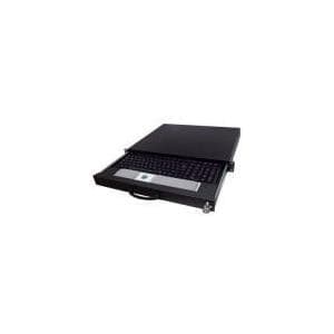 19" tastaturskuffe med tastatur og trackball til fastgørelse til 2 søjler, 1 U, sort RAL 9005 til installation i 48,30 cm (19") skab (17000125)