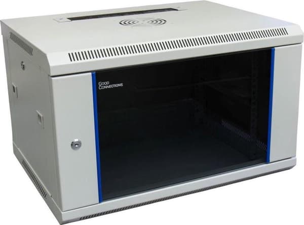 19" væghus, 6U, lysegrå (RAL7035) 600 x 450 mm, samlet, Good Connections® (GC-R0002)