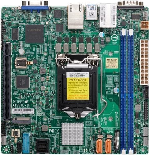 Super Micro SUPERMICRO X12STL-IF - Moderkort - Mini-ITX - LGA1200-uttag - C252-chipset - USB 3.2 Gen 1 - 2 x Gigabit LAN - Inbyggd grafik - för SC504