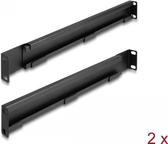 Delock - Rackfäste - justerbar längd 368 - 600 mm - sida - svart - 1U - 48,3 cm (19") (paket med 2)