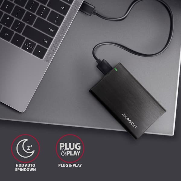 Axagon EE25-A6M tallennusasemakotelo HDD/SSD-kotelo, musta 2,5" (EE25-A6M)