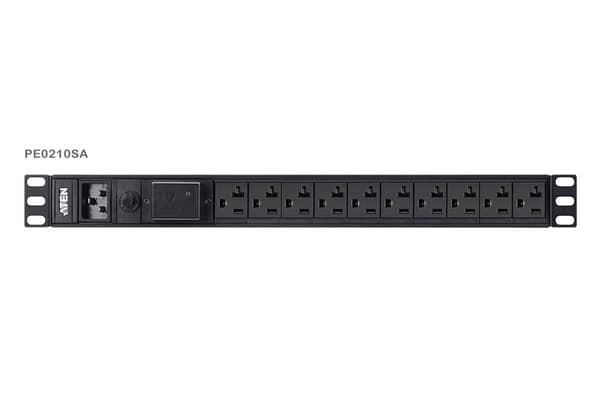 ATEN Basic PDU Series PE0210SG - Strømfordelingsenhed (rack - monteres) - AC 100-240 V - 3840 VA - Indgang, input IEC 60320 C20 - Udgangsporte: 10 (10 Sort