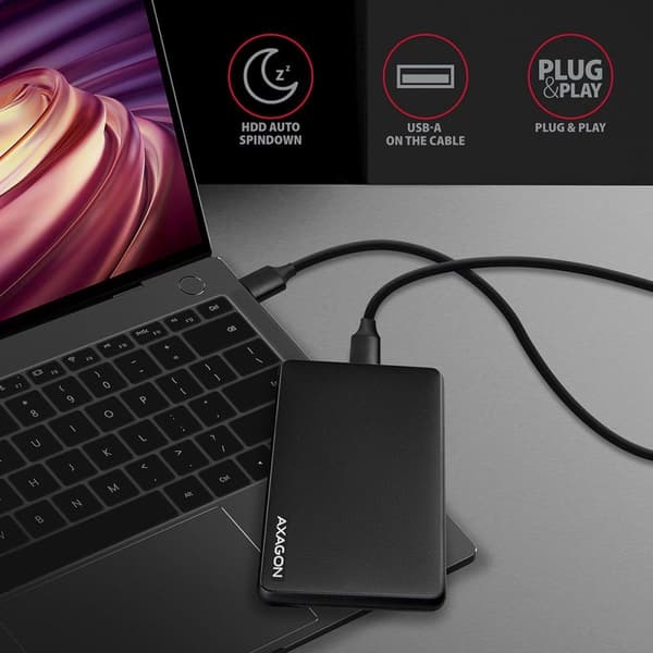 Axagon EE25-SL lagerdrevkabinet HDD / SSD kabinet sort 2,5" (EE25-SL)