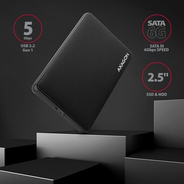 Axagon EE25-SL lagerdrevkabinet HDD / SSD kabinet sort 2,5" (EE25-SL)