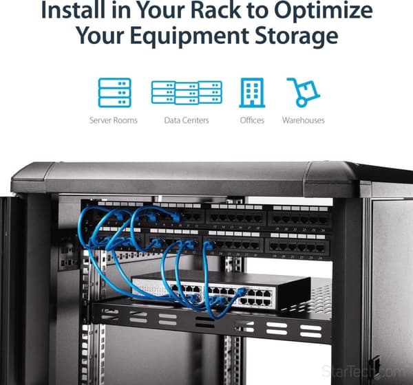 StarTech.com Server Rack Hylde - 1U - Justerbar monteringsdybde - Kraftig - Rack - Hylde - Sort - 1U - 48,3 cm (19") - til P/N: RK1233BKM, RK2433BKM,