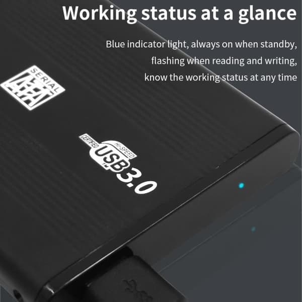 USB 3.0 - plasthölje för SATA 2.5 extern hårddisk, SSD, SATA till adapter, stöd 10TB