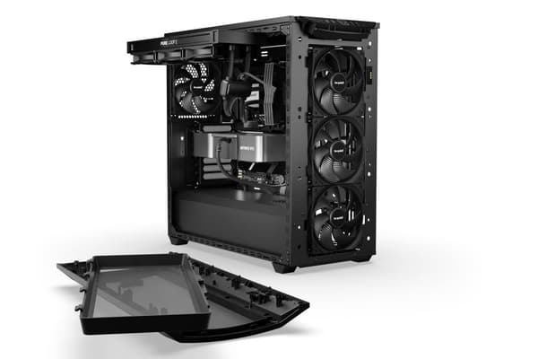 var tyst! - Midi tower - E-ATX - sidopanel med fönster (härdat glas) - ingen strömförsörjning (ATX / PS/2) - svart - USB/Audio (BGW60)