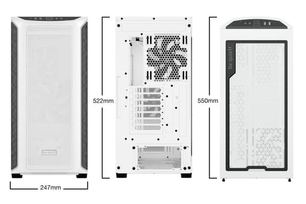 ole hiljaa! SHADOW BASE 800 DX - Midi-torni - E-ATX - sivupaneeli ikkunalla (karkaistu lasi) - ei virtalähdettä (ATX / PS/2) - valkoinen - USB/Audio (