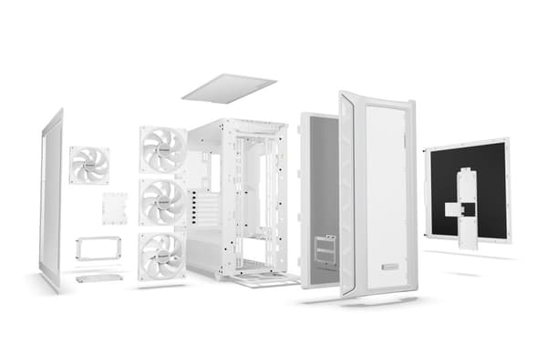 var tyst! SHADOW BASE 800 FX - Midi tower - E-ATX - sidopanel med fönster (härdat glas) - ingen strömförsörjning (ATX / PS/2) - vit - USB/Audio (BGW64