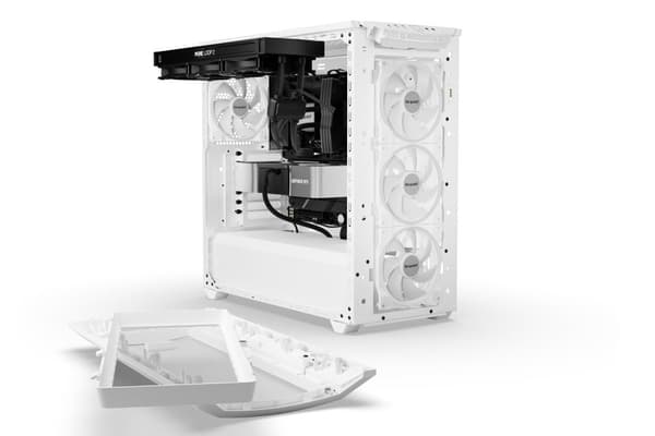 var tyst! SHADOW BASE 800 FX - Midi tower - E-ATX - sidopanel med fönster (härdat glas) - ingen strömförsörjning (ATX / PS/2) - vit - USB/Audio (BGW64
