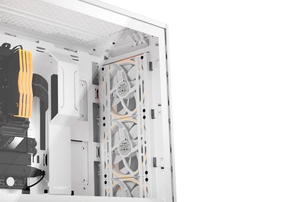 var tyst! SHADOW BASE 800 FX - Midi tower - E-ATX - sidopanel med fönster (härdat glas) - ingen strömförsörjning (ATX / PS/2) - vit - USB/Audio (BGW64