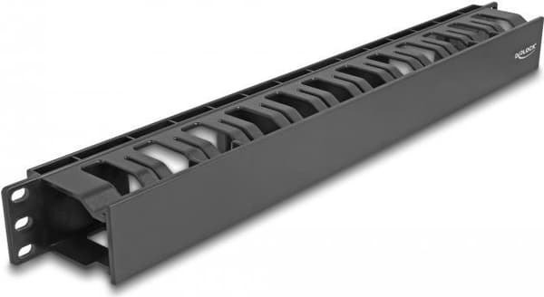 Delock - Kabelstyringsplade til styreskab - med 2 åbninger, plast - Sort - 1U - 48,3 cm (19") (67021)
