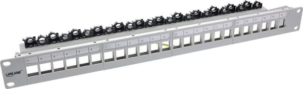 InLine patch panel 24-fold Keystone tomt metal patch panel 48,30 cm (19") 1U lysegrå (76824O) Grå