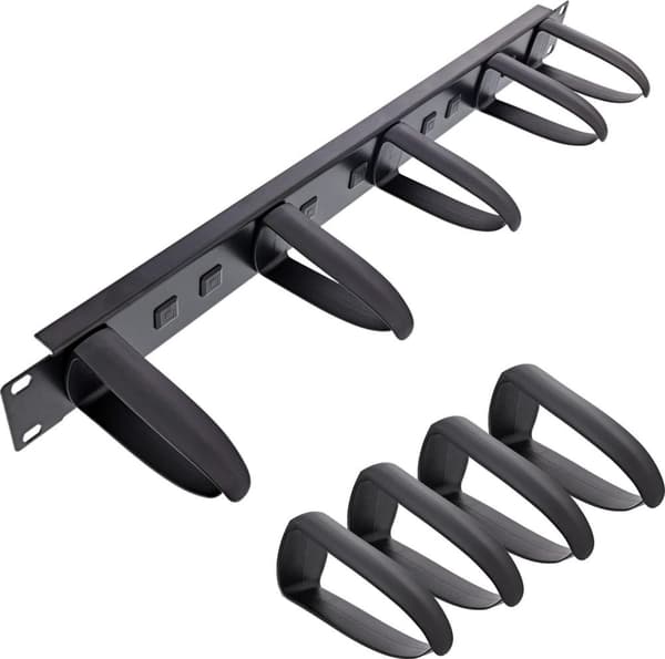 InLine 48,30 cm (19") kabelstyringspanel 9 aftagelige plastikbeslag RAL 9005 sort - 48,30 cm (19") kabelstyringspanel - til overskuelig og overskuelig
