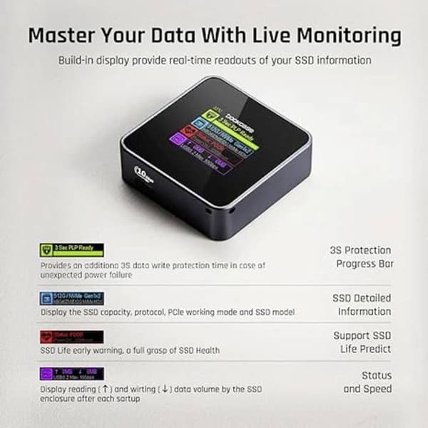 Dockcase DSWC1M-3G M.2 hårddiskhölje M.2 PCIe NVMe SSD M.2 PCIe NVMe
