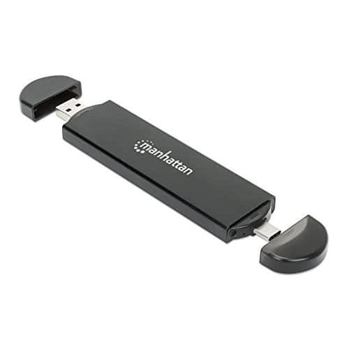 MANHATTAN USB TILL SDD M.2 NVME OCH SATA HÅLLE 130639 USB 3-ANSLUTNING Svart