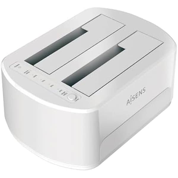 AISENS - ASDS-D02W - Dual Bay Dockningsstation Asds-D02W SATA 2,5/3,5 A USB 3.0/3.1 Gen1, klon, vit
