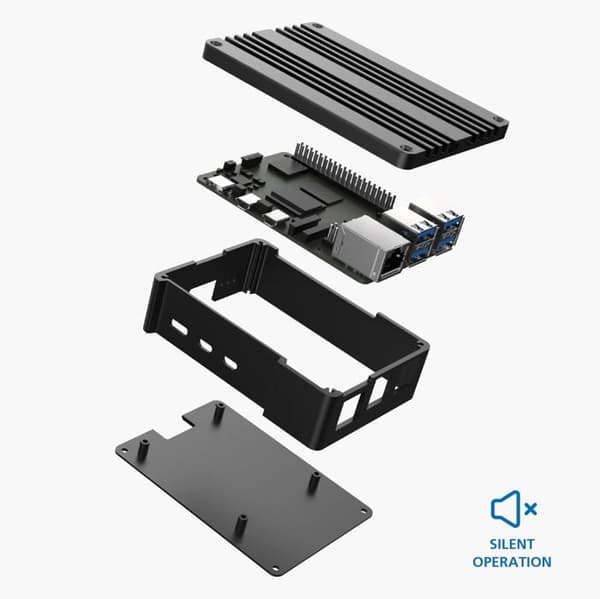 Aluminiumhölje - Raspberry Pi 5 - Robust skydd - Elegant design - Lättåtkomliga portar