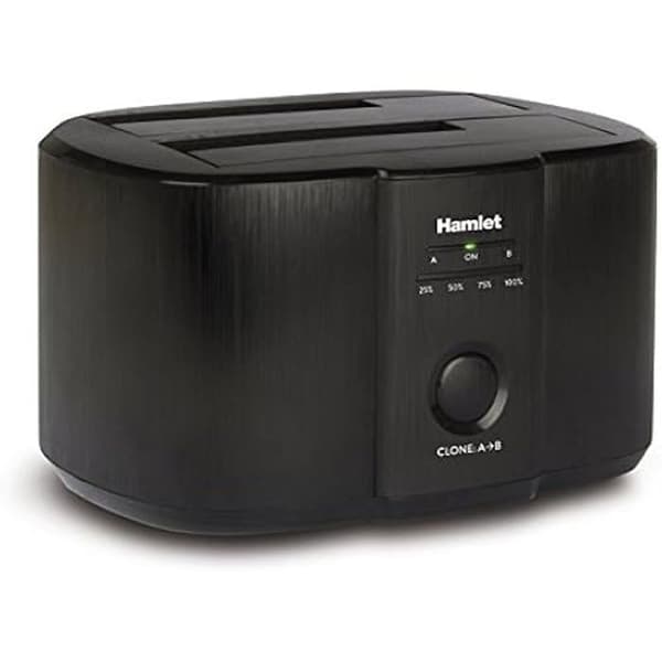 Dockningsstation USB 3.0 - HAMLET - Dubbel fack - Kompatibel med 2.5 och 3.5 - Svart - Plug and Play