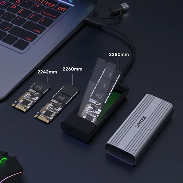 USB 3.2 Gen 2-hölje - Ospecificerad - M.2 NVMe/SATA - USB-C - Aluminium - 10 Gbit/s