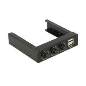 Delock 3.5? Frontpanel > 2 x USB 2.0 och fläktkontroll (62714) Svart