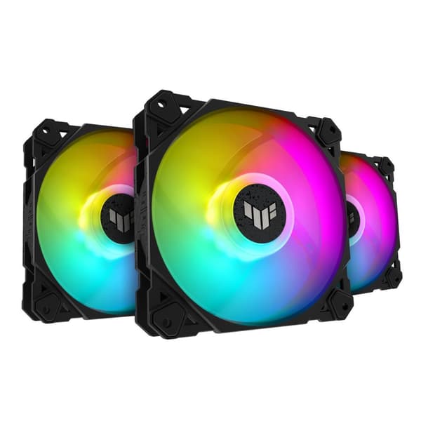 ASUS TUF Gaming TF120 ARGB tuuletin – kolminkertainen tuuletinsarja ARGB-ohjaimella, tietokoneen kotelon ilmajäähdytys 12 cm musta (90DA0030-B09030)